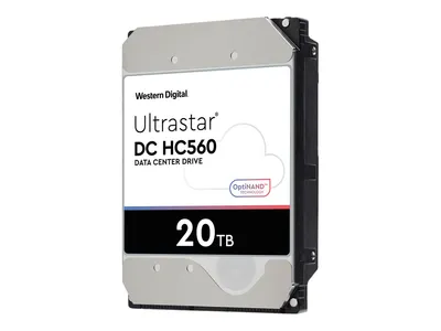 A Western Digital Ultrastar DC HC560 20TB data center drive is shown against a white background.