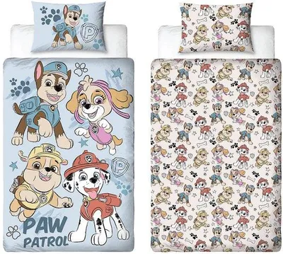 Produktbild von Unyqoos® PAW Patrol Wendebettwäsche 135 x 200 cm – Mikrofaser Kinder-Bettbezug für Einzelbett inkl. 48 x 74 cm Kissenbezug, Hellblau/Weiß