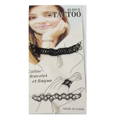 Produktbild von 3er Set Halsband Armband Ring Perle