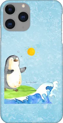Produktbild von Mr. & Mrs. Panda Iphone 11 Pro Handyhülle Pinguin Surfer - Eisblau - Geschenk, Portugal, Urlaub, Premium Kunststoff, Motiviert, Hawaii, Handy Case, Optimistisch