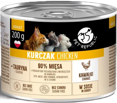 Produktbild von PETREPUBLIC Adult Stücke mit Huhn in Sauce box – Nassfutter für Katze – 10x200g