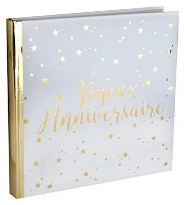 Gästebuch "Joyeux Anniversaire", goldfarben, 24x24 cm, 20 Seiten