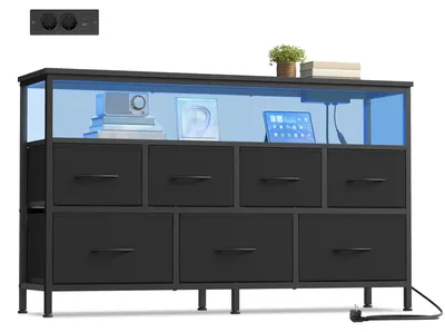Produktbild von SONGMICS Kommode, 7 Schubladen, 1 Ablage, Sideboard mit Ladestation