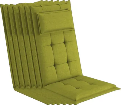 Produktbild von sunnypillow 6 Stück Gartenstuhlauflagen mit abnehmbarem Kopfpolster 120 x 50 x 9 cm Hochlehner Auflage Polsterauflagen Stuhlauflage Grün