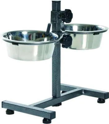 Zdjęcie produktu dla Miska dla Psa TRIXIE, 2 x 0,75 L, Ø 15 cm, Metalowy Stojak, Regulowana Wysokość, Stal Nierdzewna