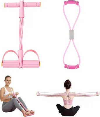 Imagen del producto de Conjunto de bandas de resistencia con bucles para los pies, 6 unidades, banda de fitness en forma de 8, para entrenamiento en casa