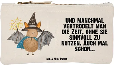 Produktbild von Mr. & Mrs. Panda kosmetiktäschchen Fledermaus Zauberer Größe S Klein - Weiß - Geschenk, Pouch, Federmappe, Lustige Sprüche, Frauen, Kulturbeutel, Fledermäuse, pencil case
