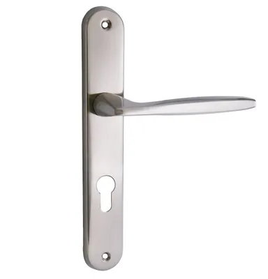 Produktbild von Domino Türgriff MIA M9 72 PZ Profilzylinder Set Drückergarnitur für Zimmertür, Bürotür, Kellertür, Innentür, L-Form, Aluminium Nickel