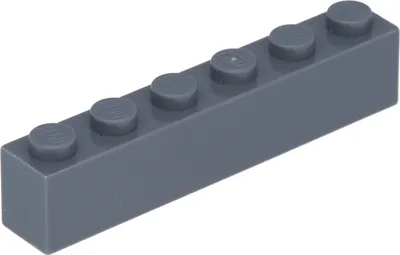 A single dark gray LEGO brick with six studs is shown from a slightly elevated side angle against a white background.