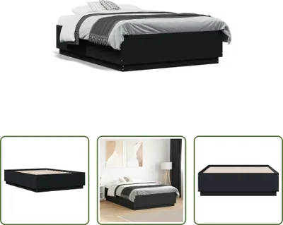 Produktbild von The Living Store Bettgestell Schwarz 135x190 cm Holzwerkstoff