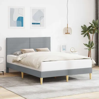 Image de Maison Exclusive - Cadre de lit avec tête de lit Gris clair 140 x 190 cm Tissu
