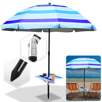 Immagine prodotto di TolleTour Ombrellone da spiaggia 210 cm per giardino Ombrellone da giardino inclinabile Ombrellone da esterno con picchetto
