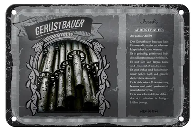 Produktbild von Blechschild Berufe 18x12cm Gerüstbauer präziser Athlet Dekoration