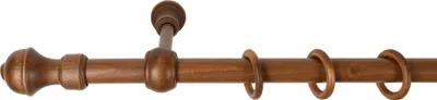 Produktbild von SN Deco - Stilgarnitur Gardinenstange Vorhangstange Ares, Holz, 28 mm, 1-Lauf, Komplettset mit Ringen, Farbe Walnuss, 240 cm (2x120 cm)