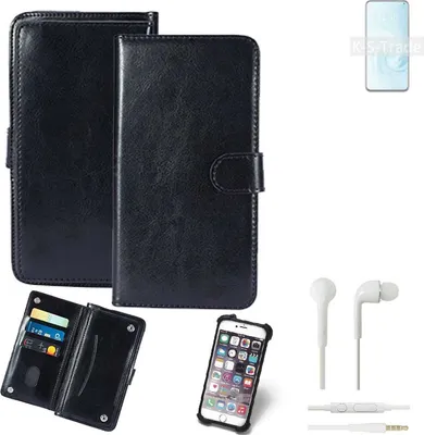 Produktbild von K-S-Trade 360° Hülle kompatibel mit Meizu 17 inkl. Headphones schwarz Kunstleder Case BookCase WalletCase Kunstlederederhülle Handyhülle,