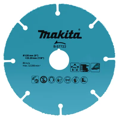 Zdjęcie produktu dla Makita B-57722, Tarcza tnąca, Środek płaski, Makita, 12,5 cm, 80 m/s, 12250 RPM