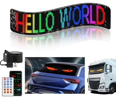 Obrázok produktu pre LED displej / tabuľa / panel / obrazovka s diaľkovým ovládaním do auta, 49 x 11 cm