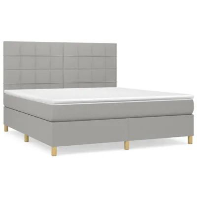 Image de vidaXL Lit boxspring avec matelas gris clair 180x200 cm Tissu
