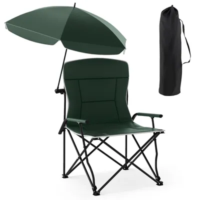 Produktbild von COSTWAY Campingstuhl faltbar, Klappstuhl mit Schirm, Sitz, Rückenlehne & Tragetasche, Angelstuhl Faltstuhl bis 150 kg belastbar