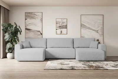 Produktbild von ALTDECOR Wohnlandschaft mit Schlaffunktion und Bettkasten ORRO-U 362x145x83cm HellgraU universal, links/rechts angeordnet Ecksofa U-Form Schlafsofa