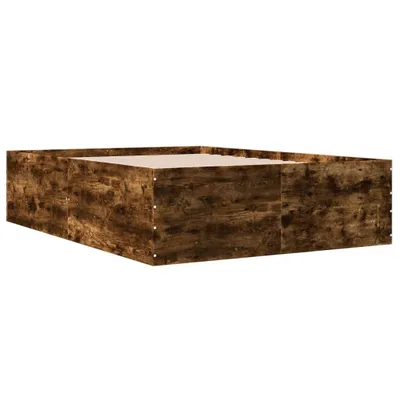Image de vidaXL Cadre de lit en chêne fumé 120x190 cm bois composite
