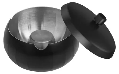 Produktbild von Aschenbecher Aschenbecher mit Deckel Ascher Aschenschale - Edelstahl - Drei Zigarrenschlitze - Schwarz - Für draußen und drinnen