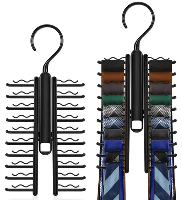 Krawattenhalter 2er-Set, aufklappbar, 20 Krawatten, 360° drehbar