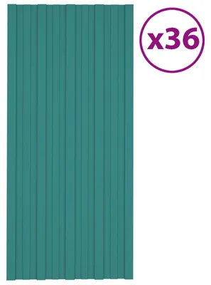Obrázok produktu pre vidaXL Strešný panel, 36 ks, zelený, 100 x 45 cm, pozinkovaná oceľ