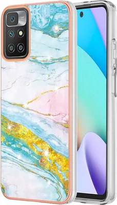 Produktbild von Redmi 10 Case, WindCase Marble Pattern Hybrid Hard Back Weich TPU Bumper Protective Case Cover for Xiaomi Redmi 10 Gold