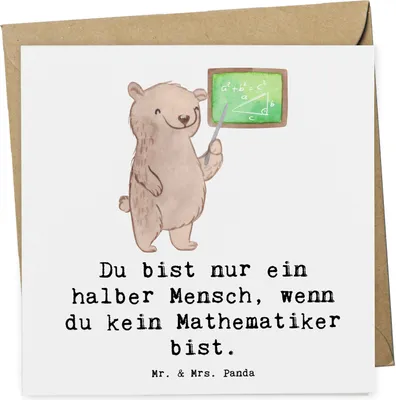 Produktbild von Mr. & Mrs. Panda Grußkarte Mathematiker Herz - Weiß - Geschenk, anlasskarte, Spruch, Master, Witzig, Bachelor, doppelkarte, Klappkarte, Glückwunschkarte, Lustig