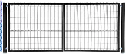 Zdjęcie produktu dla BRAMA 170cm czarna PANELOWA dwa SŁUPKI RAL9005 dwuskrzydłowa 173cm