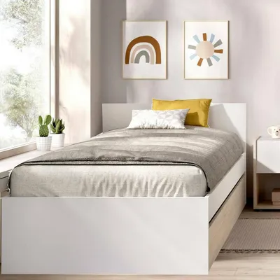 Produktbild von Dmora Einzelbett Ziolera Weiß Matratze 90x190 cm