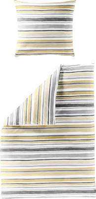 Produktbild von Traumschloss Satin Bettwäsche - 3327_40 - Streifen in gelb, grau 200 x 200 cm mit Streifen in gelb, grau
