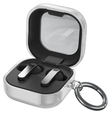 Produktbild von Elastische Hülle mit Karabiner für Galaxy Buds 4 / 4 Pro, Bizon Case Headphone Clear, Transparent und Glitzernd
