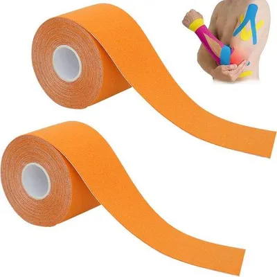 Produktbild von Sport-Kinesiotape – Kinesiologie-Tape – 5 m x 5 cm/2 Rollen – Bandagen-Tape – Heuschnupfen-Tape – Face Taping – Kosmetisches Taping – Wasserfestes & elastisches Sporttape – Elastisches Sporttape – Professionelles Physio-Tape