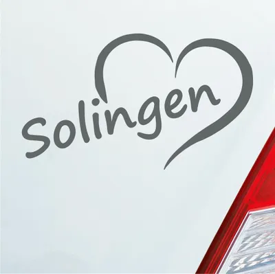 Produktbild von Auto Aufkleber Solingen Herz Stadt City Love Liebe Heimat 14x8 cm Grau Sticker Heckscheibenaufkleber