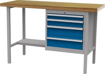 Produktbild von Forum Kastenwerkbank B1500mm 4 Schubl. RAL7035/5010, 4317784947237