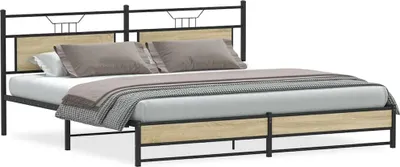 Image de vidaXL Lit métallique sans matelas Chêne Sonoma 193x201 cm
