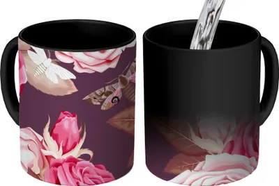 Produktbild von MuchoWow® Zauber Tasse Zaubertasse Magic Rosen - Schmetterlinge - Rosa 350 ml Farbwechsel Becher Geschenk Geschenkidee - Magic-Tasse - Fototasse - Keramiktassen - Bilder - Tasse Kaffee - Getränkbecher