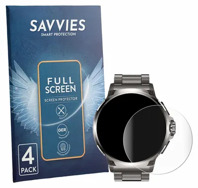 Produktbild von 4x Savvies Fullscreen Schutzfolie für Fosmet Smartwatch 1.92" Displayschutz Folie Fullcover Klar Transparent