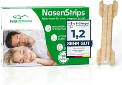 Produktbild von Perfekt-Schlafen24 - 120x Extra Starke Nasal Strips– 66x19mm – Nasal Strips für freieres Atmen, besseren Schlaf & Sport - Snoring Nose Strips