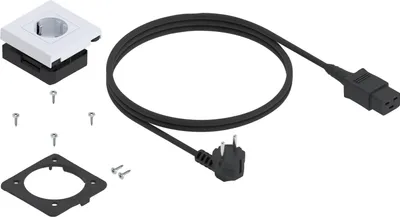 Produktbild von Blum Amperos AC Einbausteckdose, Schubladensteckdose Möbelsteckdose Verstecksteckdose, einfache Nachrüstung, Kunststoff weiß hochglanz, für 450-550 mm Nennlänge