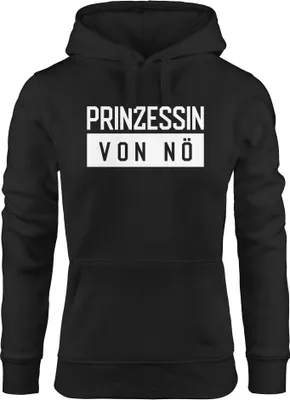 Produktbild von Kapuzen-Pullover Damen Prinzessin von nö Spruch Hoodie Moonworks® schwarz M