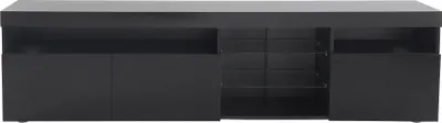 Produktbild von Merax TV-Schrank hochglanz Lowboard mit Ablage und LED-Beleuchtung inkl. Fernbedienung, Holz TV-Lowboard Stehend Fernsehtisch, 180x35x45cm,Schwarz