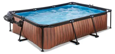 Produktbild von EXIT Wood Rahmenpool 300x200x65cm, Aufstellpool, mit Filterpumpe & Überdachung, Rechteckig, Braun