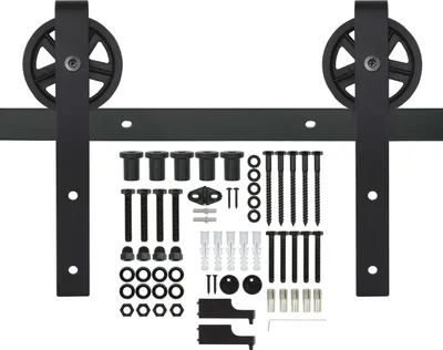 Immagine prodotto di Sistema di porte scorrevoli Natural Goods Berlin MODELLO O, verniciato a polvere, 2m o 4m, porta per fienile, porta per cucina, divisorio per ambienti, accessorio, porta per fienile, nero, modello "O 200"