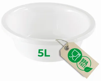 Zdjęcie produktu dla Okrągła miska do mycia naczyń Novaliv 5L, D32 cm, biała, wolna od BPA i nadaje się do mycia w zmywarce - idealna do kuchni i na kemping, okrągła miska plastikowa, okrągła miska plastikowa, miska do mycia naczyń, miska plastikowa, miska plastikowa