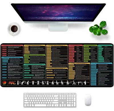 Image de Tapis de souris, sous-main pour bureau, raccourcis, 80x30x0,3 cm, grand tapis de bureau gaming XL