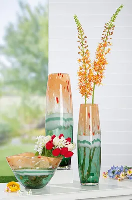 Produktbild von Gilde 2tlg. Set, Glasart, Schale, "Watermelon", gesprenkelt, Glas, grün, orange, VE 1, L. 19 cm, B. 28 cm, H. 17 cm Höhe: 17.00 cm Breite: 28.00 cm Tiefe: 19.00cm  58273