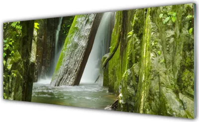 Produktbild von Acrylglasbilder 125x50 Wandbild Druck Wasserfall Natur